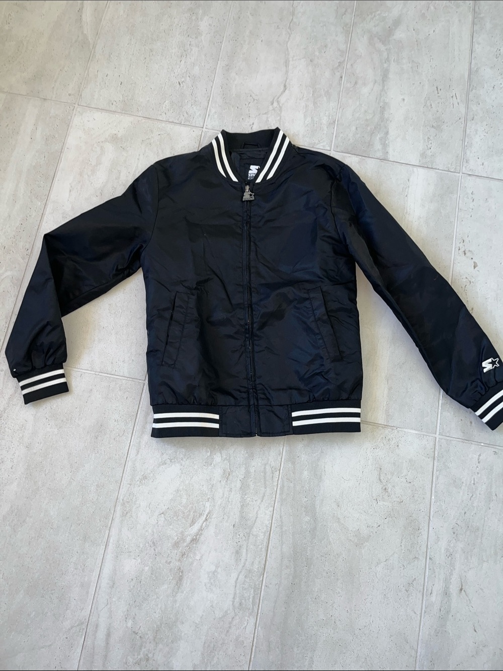 Starter Black Bomber Jacket with Stripe Trim